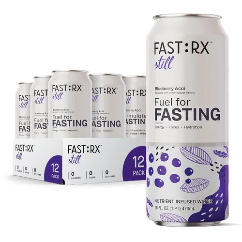 FAST:RX Bebida de electrolitos en ayunas, hidratación sin azúcar, cero calorías con vitaminas y minerales, ayuno intermitente y ceto, arándanos