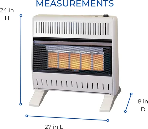 Miniatura 6 de ProCom - Calentador de placa infrarroja de gas natural sin ventilación con pies de base - 30,000 BTU, control con termostato - Modelo# MN300TPA-B