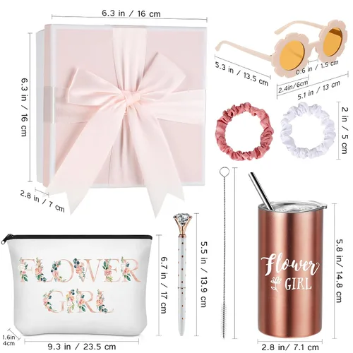 Miniatura 2 de Sieral Juego de 10 cajas de propuestas para niña de las flores, regalo con texto en inglés "Will You Be My Flower Girl", juego de caja de propuesta