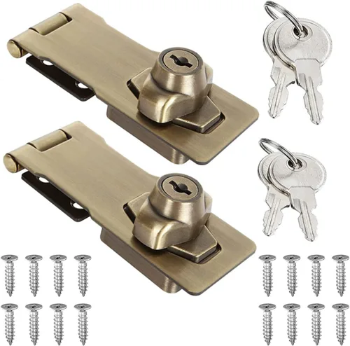 szhdxsy - Paquete de 2 cerraduras de cerrojo con llave de 4 pulgadas para puertas pequeñas, gabinetes y más, acero inoxidable, cromado con cerradura