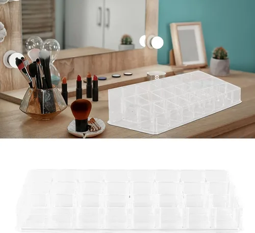 Miniatura 4 de Luxshiny Acrylic Lipstick Holder 24 Slots Makeup Organizer Cosmetic Display Case for Vanity Desk Storage