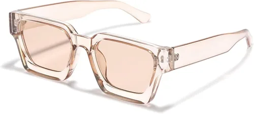 SHEEN KELLY Gafas de sol rectangulares gruesas retro gruesas para mujeres y hombres, a la moda, con montura tipo tortie negra, gafas de los años 90