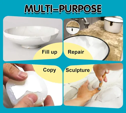 Miniatura 3 de Masilla epoxi blanca de 12 oz/340 g, arcilla AB de reparación rápida de 2 partes, relleno impermeable de alta resistencia para metal, madera, Blanco