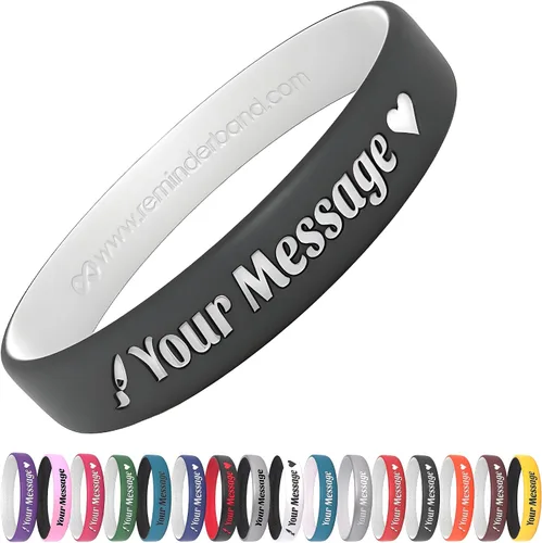 Miniatura 16 de Reminderband - Pulseras lujosas de silicona y goma para motivación, eventos, regalos, apoyo, recaudación de fondos y concientización, para hombres