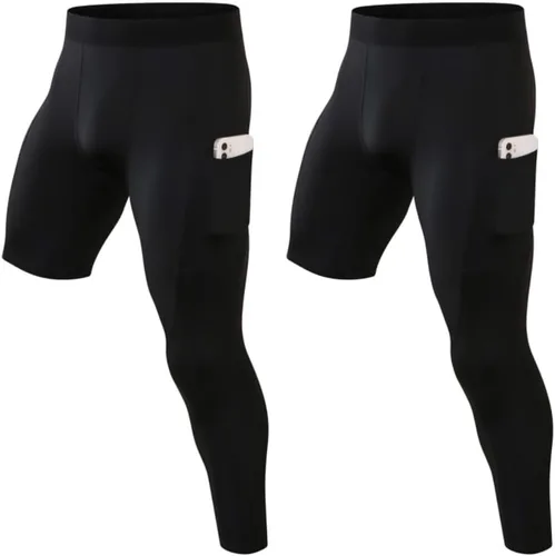 Miniatura 46 de Pantalones de compresión para hombre, mallas de compresión de una pierna para baloncesto, capri 3/4, leggings atléticos, capa base de secado fresco