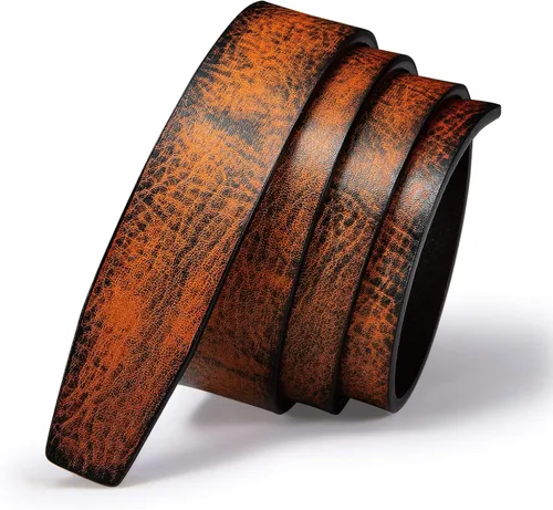 Miniatura 5 de Barry.Wang Cinturón de trinquete para hombre con hebilla automática sólida, correa de cuero genuino de 1.378in de ancho ajustable