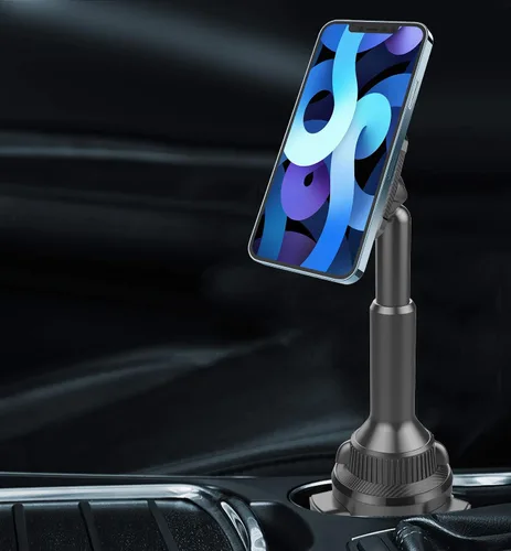 Miniatura 6 de OQTIQ Portavasos magnético para teléfono para automóvil, altura ajustable y múltiples ángulos, operación con una sola mano, compatible con Samsung