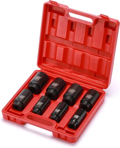 Miniatura 6 de MIXPOWER Juego de 8 llaves de vaso de impacto profundo de 1/2 pulgada, CR-MO, 6 puntos, profundos, SAE, 1 pulgada - 1-1/2 pulgadas, juego de tuercas