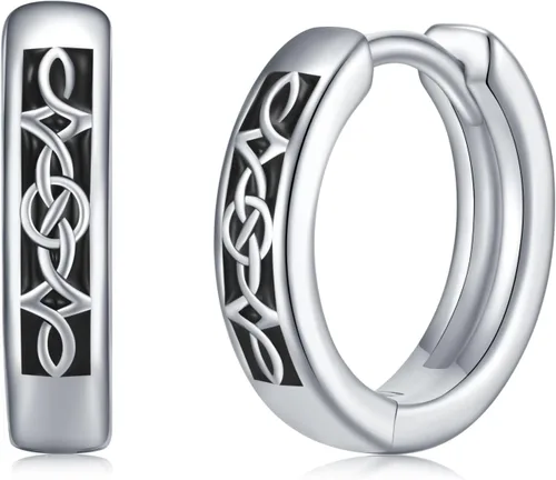 Viking Hoop Earrings 925 Sterling Silver Viking Earrings for Men Small Huggie Hoop Earrings Jewelry Gift for Women Men