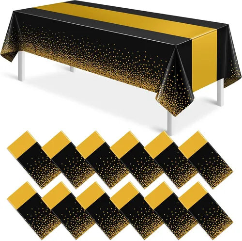 Miniatura 49 de MASHAN 1 mantel negro y azul para decoración de fiesta, mantel de plástico negro impreso azul, funda rectangular desechable para cumpleaños, boda