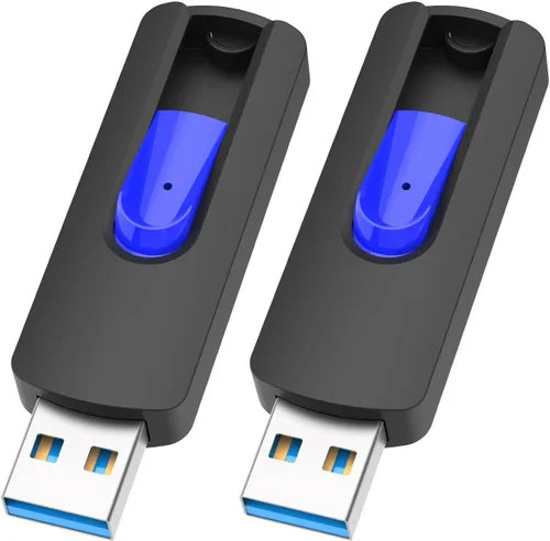 JUANWE Paquete de 2 unidades flash USB de 128 GB, unidad flash USB 3.0 retráctil deslizante, memoria USB portátil con orificio para cordón, unidad 2
