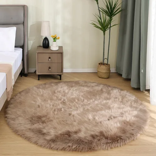 Miniatura 11 de Latepis - Tapete rectangular de piel sintética tipo lana de oveja suave, esponjosa y lavable para sala de estar, dormitorio, sala de juegos o Blanco