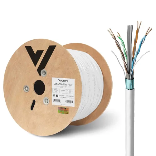 Miniatura 6 de Voltive Cable Ethernet blindado Cat6, elevador (CMR), negro, 1000 pies - 23AWG 4 pares de cobre sólido desnudo, FTP, 400 MHz, certificado UL