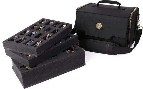 ENHANCE Bolsa de figuras en miniatura – Estuche compacto de almacenamiento y transporte para miniaturas DnD con correa, 3 bandejas de espuma (2