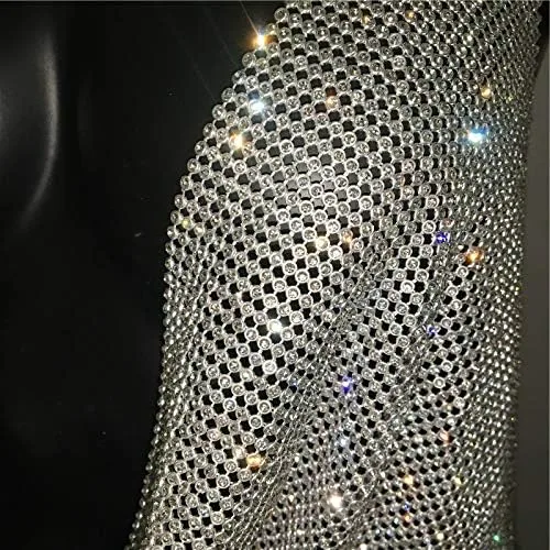 Miniatura 7 de Mujeres Sexy Brillante Rhinestone Crop Tops Cadena de Metal Halter Tank Top V Cuello Camisola para Festival Club Party Raves