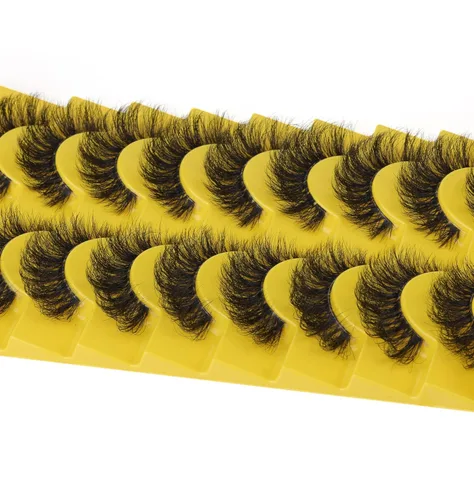 Miniatura 7 de Pestañas Rusas de Tiras Curvatura D Esponjosas Finas Pestañas Postizas de Aspecto Natural Pestañas de Visón Sintético Como Extensión de Pestañas