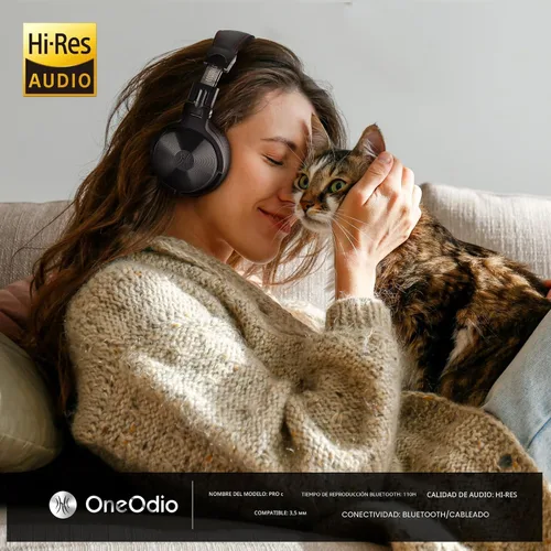 Miniatura 3 de OneOdio - Auriculares Bluetooth de diadema, 110 horas de sonido estéreo inalámbrico/con cable, auriculares plegables con graves profundos
