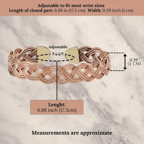Miniatura 23 de Handmade Elegant Copper Bracelet for Women - Pure Copper Bracelet for Pain Relief and Stress Relief - Adjustable Entwisted Copper Bracelet to Fit