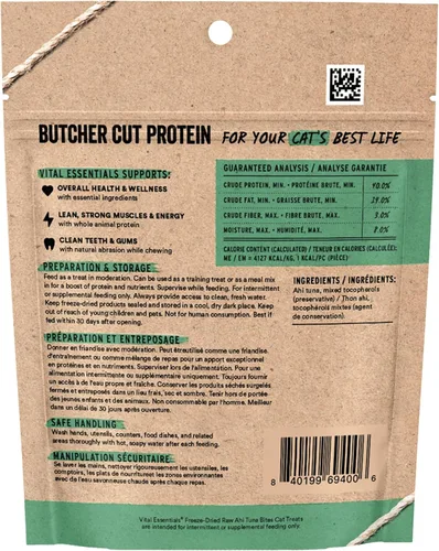 Miniatura 2 de Vital Essentials Ahi Tuna Bites - Golosinas para gatos, 1.1 onzas, crudas liofilizadas, proteína única, sin granos, sin gluten, sin relleno
