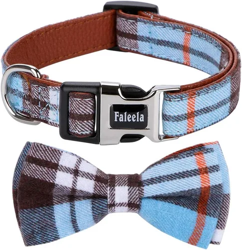 Miniatura 13 de Faleela Lindo Collar de Perro Navideño Suave para Niña con Lazo, Collar de Perro con Corbatín para Niño, Collar Ajustable Desmontable para Mascotas