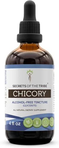 Secrets of the Tribe Extracto líquido sin alcohol de achicoria, achicoria (Cichorium Intybus) Suplemento de tintura de polvo de raíz seca (4 onzas