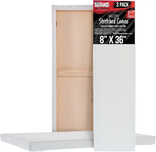 Miniatura 16 de U.S. Art Supply Lienzo estirado mediano para pintar de 12 x 48 pulgadas, profundidad de galería de 1-1/2 pulgadas de grosor, paquete de 2 – triple