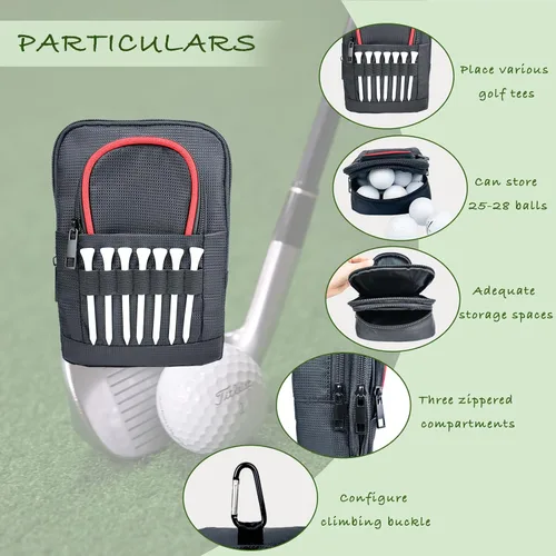Miniatura 7 de Bolsa organizadora de accesorios de golf, bolsa portátil de objetos de valor de golf, bolsa de almacenamiento con múltiples bolsillos