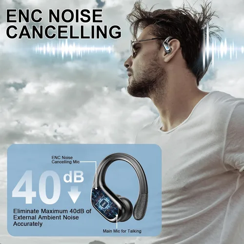 Miniatura 3 de Auriculares inalámbricos, auriculares deportivos Bluetooth 5.4 2026 nuevos auriculares Bluetooth con estéreo de 75 horas, 4 micrófonos ENC, Azul