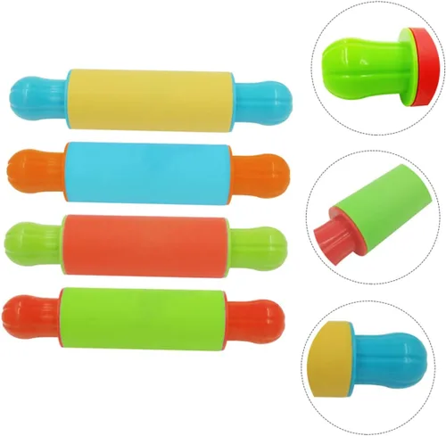 Miniatura 2 de 4 rodillos de arcilla para niños, rodillo de plastilina de colores surtidos, herramientas seguras para manualidades para niños mayores de 3 años