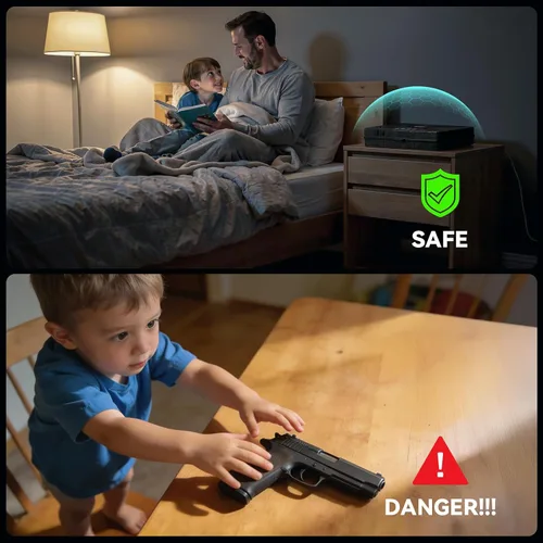 Miniatura 8 de Caja fuerte para pistola de mano, cerradura mecánica con candado TSA, caja de bloqueo de pistola montada de acceso rápido para mesita de noche
