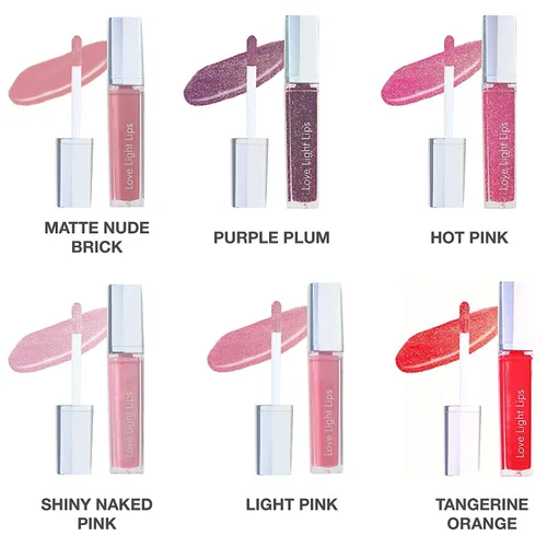 Miniatura 3 de Labios ligeros iluminados brillo labial con espejo, 6 magníficos colores Hidratante