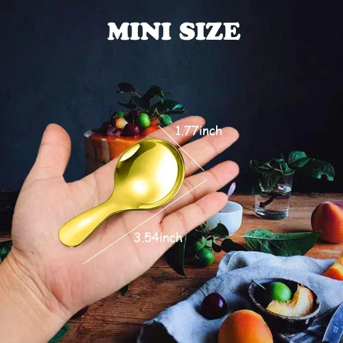 Miniatura 2 de Mini cucharas de acero inoxidable – Cucharas de sal y postre de mango corto para degustación, condimento, café, helado, pastel