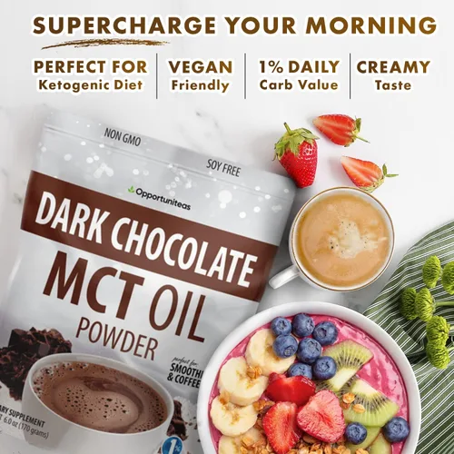 Miniatura 3 de Opportuniteas MCT Aceite en polvo, crema keto para café, bebidas y batidos, baja en carbohidratos, apto para dieta cetogénica, suplemento para dieta