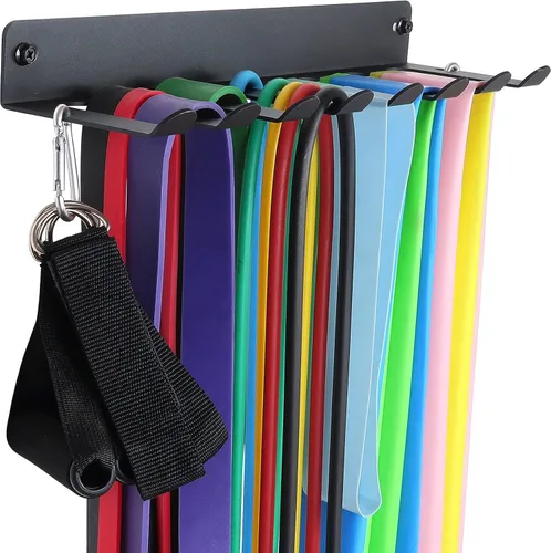 Estante de almacenamiento para gimnasio, soporte de banda de resistencia, soporte de pared, resistente para gimnasio en casa, soporte de 8 puntas