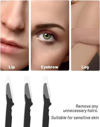Miniatura 6 de MoHern Herramienta de dermaplaning para la cara, 30 piezas de maquinilla de afeitar Dermaplane para la cara, maquinilla de afeitar multiusos