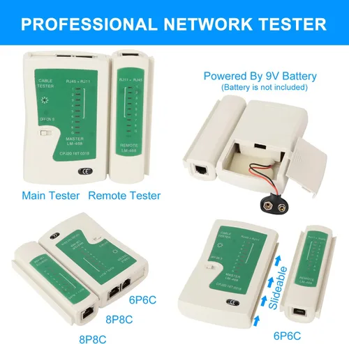 Miniatura 6 de Kit de Herramienta de Crimpado RJ45 Pass Thru Cat5 Cat5e Cat6 Herramienta de Crimpado RJ45 con 20 Conectores RJ45 Cat6 Pass Through, 20 Cubiertas, 1