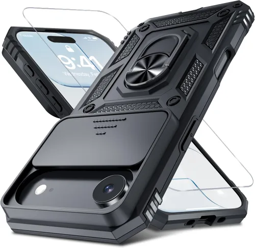 Miniatura 117 de Janmitta - Funda para iPhone 14 Pro con cubierta deslizante para lente de cámara incorporada + protector de pantalla, funda de cuerpo completo