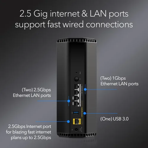 Miniatura 11 de NETGEAR Router WiFi 7 de tres bandas Nighthawk (RS280S): solo enrutador, velocidad inalámbrica BE9200 (hasta 9.2 Gbps) - Cubre hasta 2,500 pies