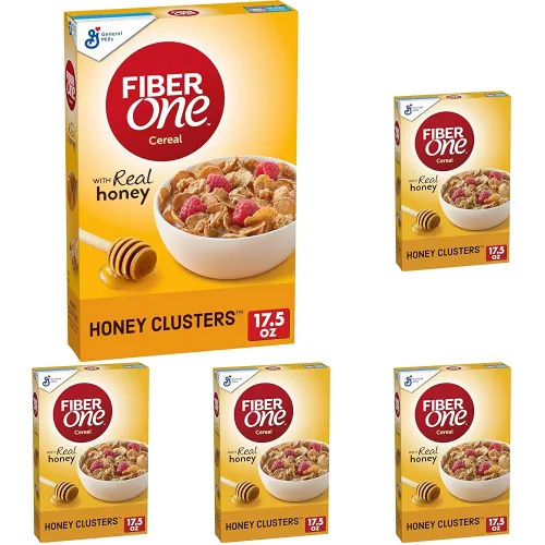 Miniatura 9 de Fiber One Honey Clusters Cereal de desayuno, cereal de fibra hecho con grano entero, 17.5 onzas