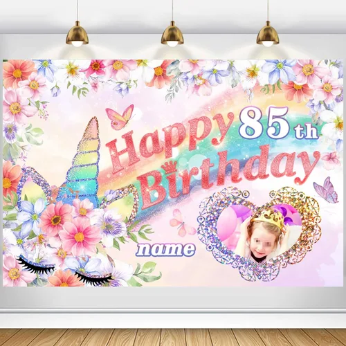 Miniatura 14 de Cartel de decoración de cumpleaños número 85 con temática de fútbol – Cartel de tela personalizado para suministros de fiesta de cumpleaños 85