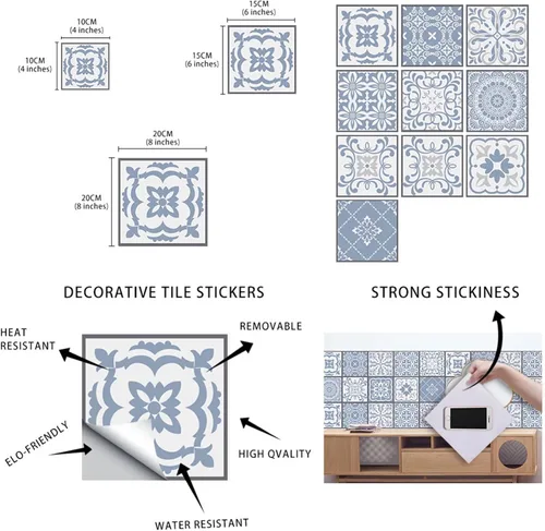 Miniatura 2 de 10 pegatinas decorativas autoadhesivas para azulejos, impermeables, para dormitorio, baño, escalera, decoración del hogar