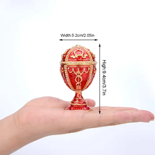 Miniatura 3 de QIFU Faberge - Caja de baratijas pintada a mano con bisagras, adornos clásicos para almacenar joyas, regalo único para el día de Pascua