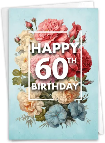 Miniatura 21 de NobleWorks - Tarjeta de cumpleaños número 60 con sobre - Divertida tarjeta de notas para niños de 60 años, felicitaciones de papelería - Ecuación