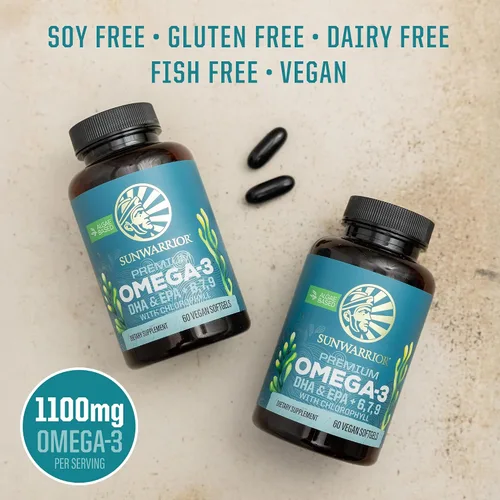 Miniatura 5 de Sunwarrior Suplemento vegano Omega 3 DHA y EPA Aceite de algas Alternativa preferida al aceite de pescado Apoya la salud cerebral