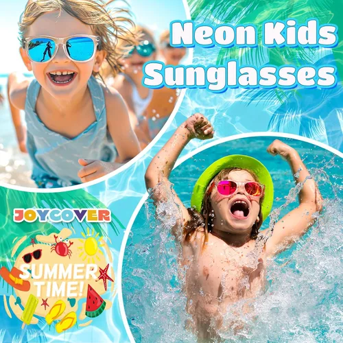 Miniatura 13 de Joycover Lentes de sol para niños a granel, recuerdo de fiesta para niños de 4 a 8 años, 24 lentes de sol translúcidos para niños con protección UV