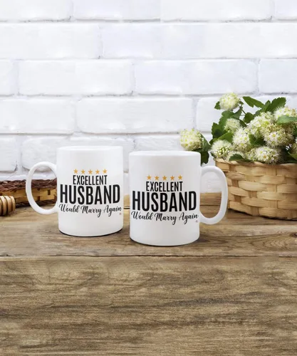Miniatura 5 de ODDITEES Taza de café divertida con texto en inglés «Excellent Husband Would Marry Again», 11 onzas, color blanco