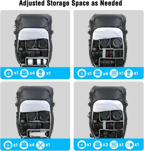 Miniatura 2 de MOSISO Mochila para cámara DSLR/SLR/SLR/sin espejo con panel trasero transpirable, mochila de viaje para fotografía con compartimento para laptop