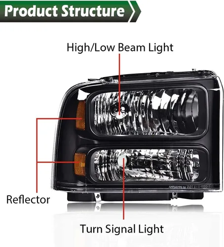Miniatura 2 de GRAND ORANGE - Juego de faros delanteros, compatible con Ford F250 F350 F450 F550 1999-2004, para Ford Excursion 2000-2004, lado del conductor