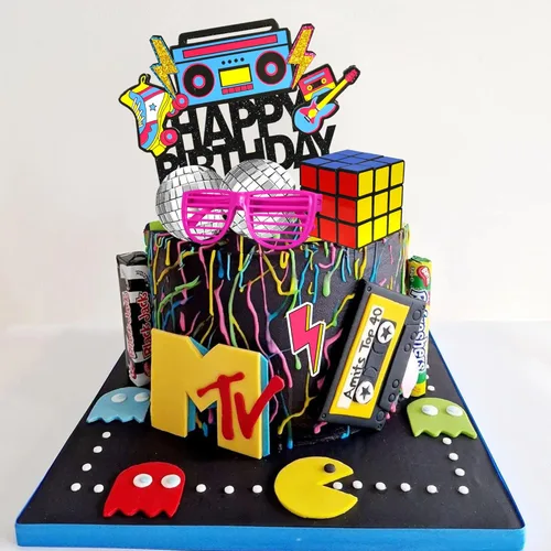 Miniatura 6 de 20 PIEZAS Decoraciones de Tarta de los 80 y 90 con temática de Hip Hop Retro para nacidos en la década de los 80 y 90 Decoraciones de recuerdo