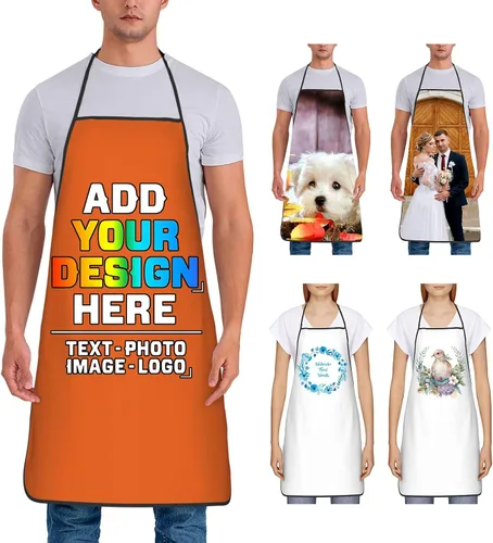 Miniatura 10 de Delantal personalizado para mujer, personalizado para añadir tu propio nombre, texto, logotipo, foto, chef, delantal de cocina para barbacoa